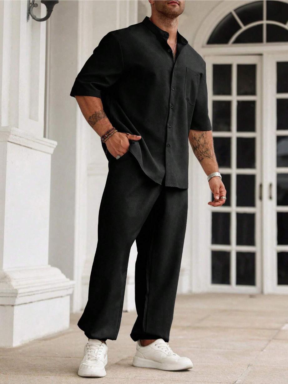 Herren Zweiteiler Komfort Set in lässigem Stil für Frühling & Sommer. Bequemes Freizeitoutfit für den Mann.