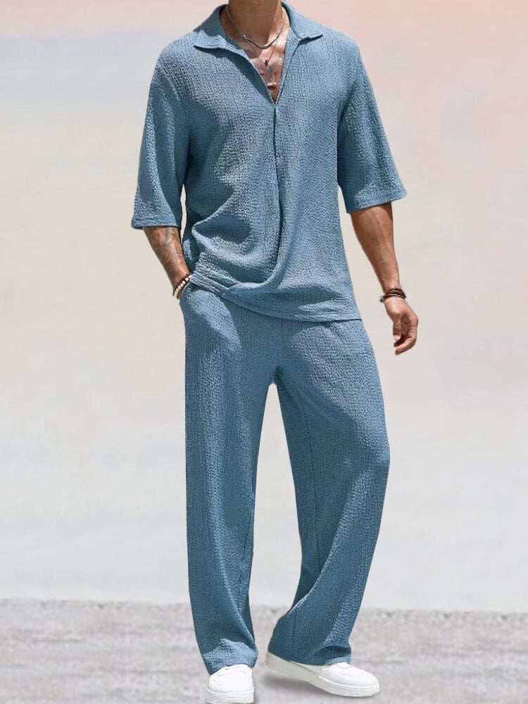 Herren Sommer Zweiteiler Set: Lässiges Poloshirt & komfortable Freizeithose, perfekt für Urlaub, Strand und Freizeit.