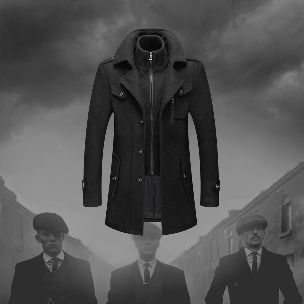 Zweiteiliger Herren-Übergangsmantel im Smart-Casual-Stil. Moderner Herbstmantel für vielfältige Outfits.