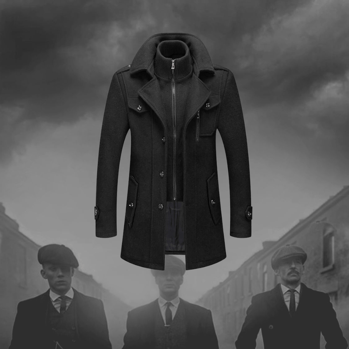 Zweiteiliger Herren-Übergangsmantel im Smart-Casual-Stil. Moderner Herbstmantel für vielfältige Outfits.