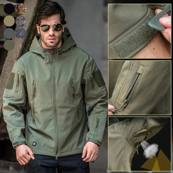 Wasserdichte & winddichte Herren Softshelljacke für Outdoor-Sport, strapazierfähig & atmungsaktiv.