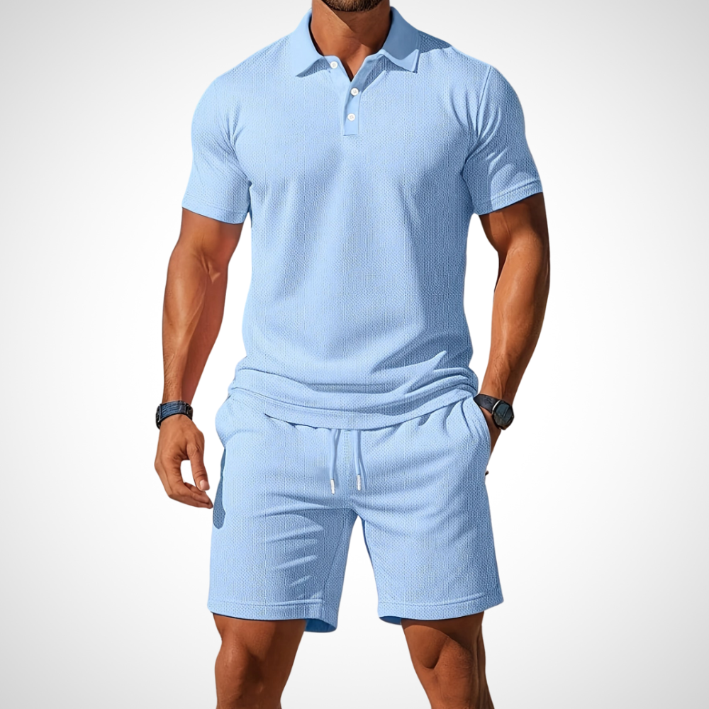 Herren Poloshirt & Shorts Set "Enrico", lässig & bequem für den Sommer. Perfektes Freizeit Outfit.
