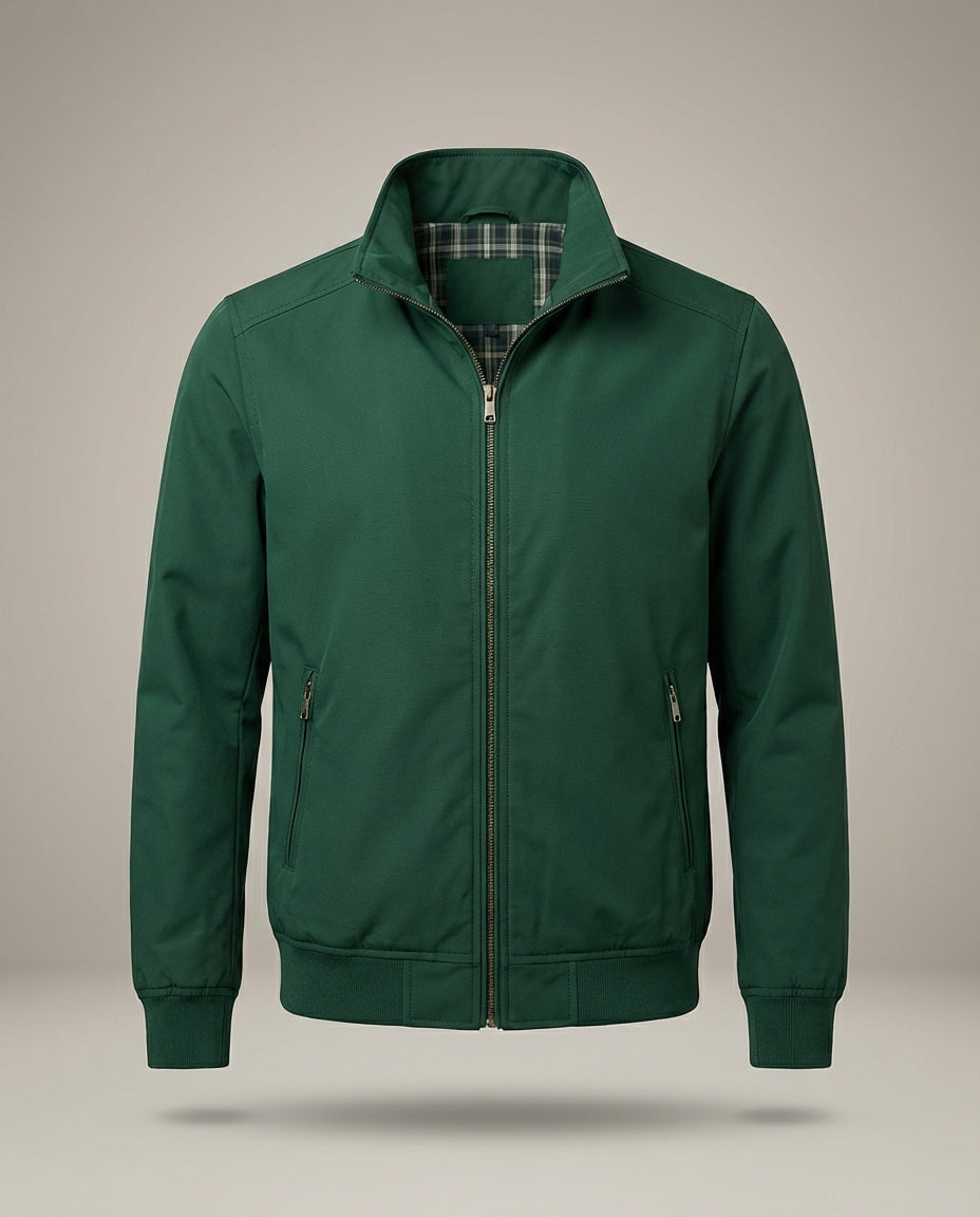 Vielseitige Herren-Frühlingsjacke mit Stehkragen, leicht und angenehm zu tragen.
