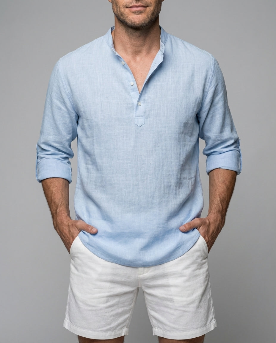 Klassisches Herren Langarm Freizeithemd für Komfort & Eleganz. Ideal für Frühling & Sommer.