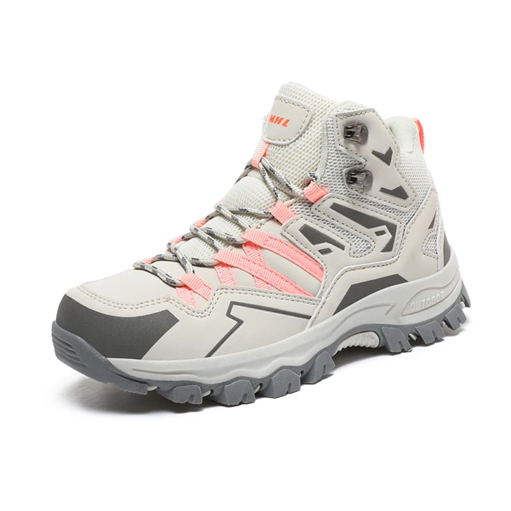 Profilansicht: Unisex Outdoor-Wanderschuhe mit griffiger Sohle. Wasserdichte Trekkingschuhe für sicheren Halt.