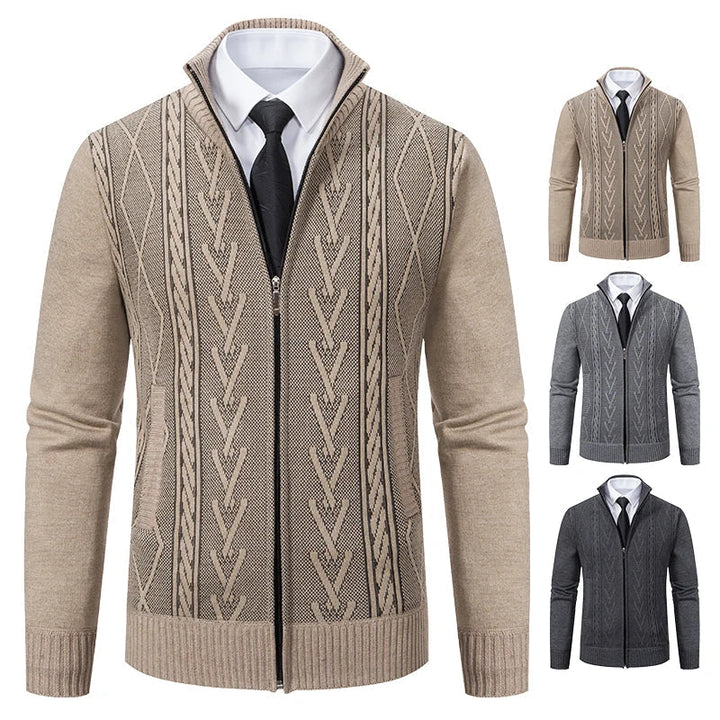 Hochwertige Herren Strickweste mit feinem Rippstrick, zeitlos und warm für die kalte Jahreszeit.