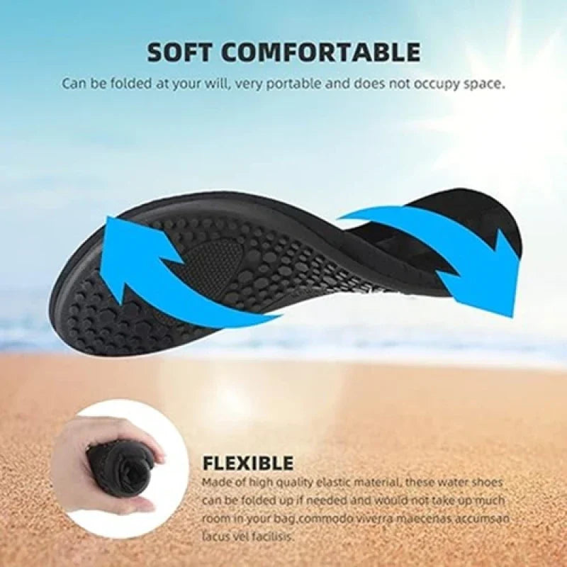 Ein Paar schnelltrocknende Unisex Wasserschuhe, bereit für Outdoor-Abenteuer, Strand, Pool & Wassersport.