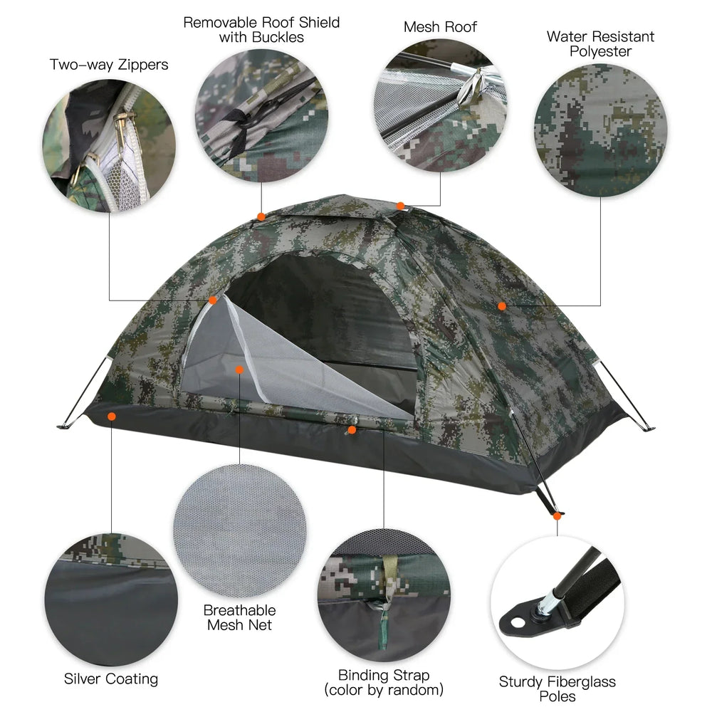 Schnell aufgebautes Solar-Campingzelt mit integriertem UV-Schutz und Mückenschutz, perfekt für Reisen.
