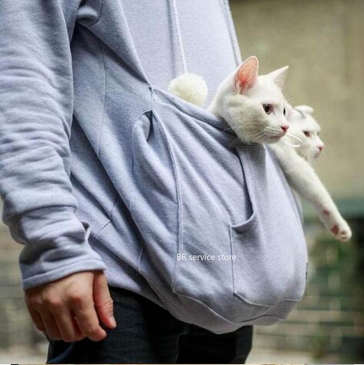 Moderner Damen Hoodie mit großer, kuscheliger Fronttasche, ideal für Katzen zum Verweilen und Entspannen.