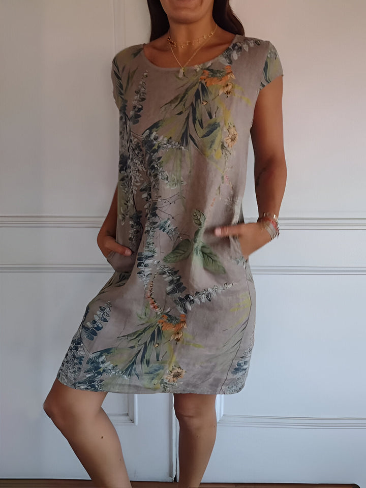Bequemes Damen Klara Sommerkleid, Midi-Länge, Rundhals, ideal für Freizeit & Büro, vielseitiger Sommerstil.