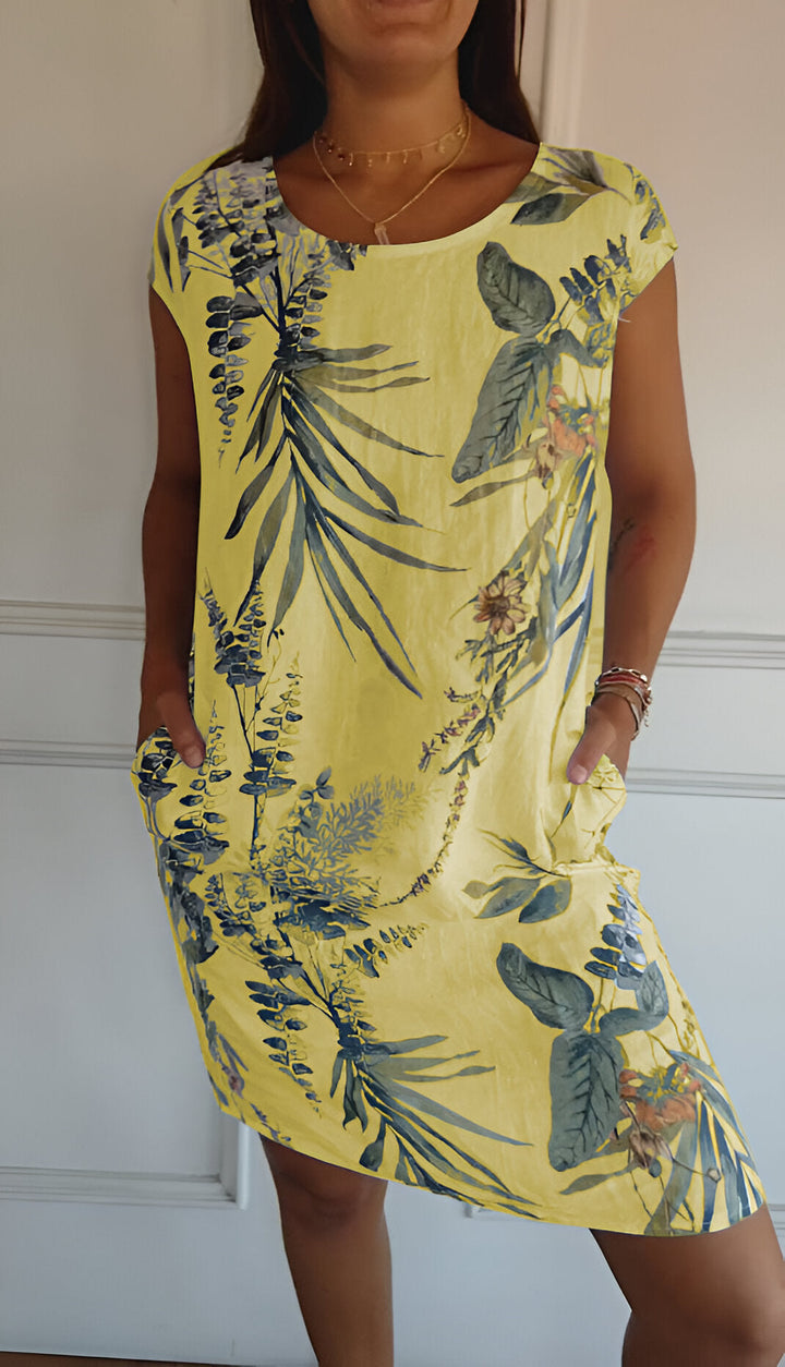 Klara Damen Midi-Sommerkleid, elegantes Freizeit- & Bürokleid mit Rundhals, bequemer Sommerstil für vielseitige Looks.