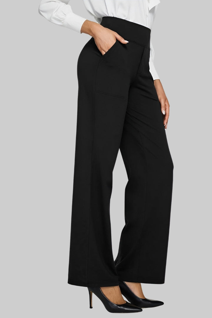 Feminine graue Stretch-Hose, hoher Bund, schmeichelnde Passform, stilvoll & bequem, ideal für Damenmode.