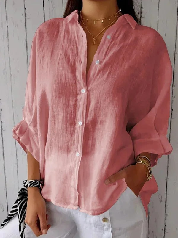 Modische Damen Langarmbluse für den Casual-Alltag. Bequemer Schnitt und luftiges Material für entspannte Frühlings-Looks.