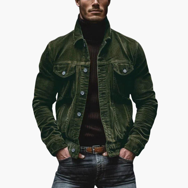 Elegante Herren Cordjacke in klassischem Braun. Stilvolle Freizeitjacke, die Komfort und modernes Design vereint.