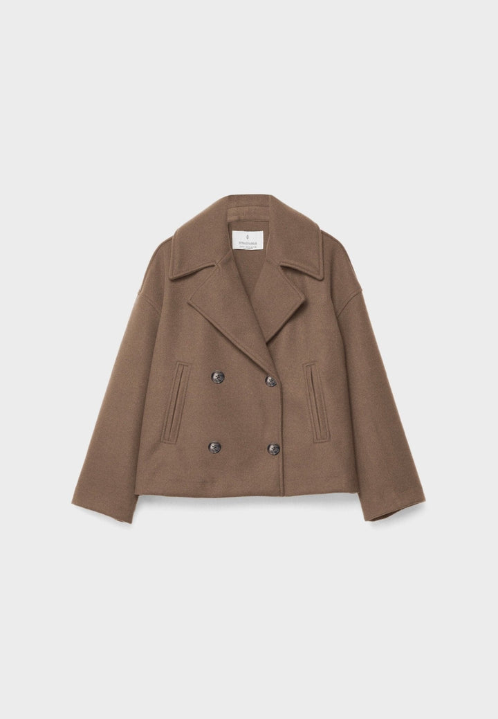 Klassisch-moderne kurze Damenjacke, ideal für stilvolle Auftritte im Alltag oder Büro.