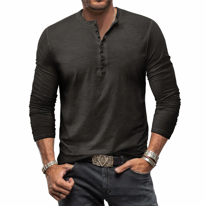Klassisches Herren Langarmshirt, komfortables Oberteil für Freizeit und Business-Casual. Zeitloses Basic-Design.