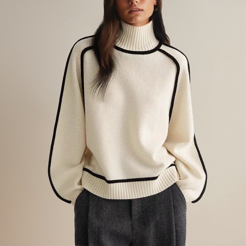 Damen Rollkragen Pullover aus Strick, elegant und komfortabel, perfekt für Herbst & Wintermode.