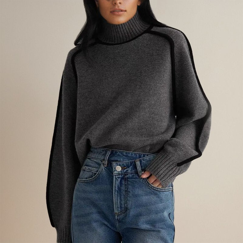 Klassischer Damen Basic Rollkragen Strickpullover, elegant und gemütlich für Herbst- & Winteroutfits.