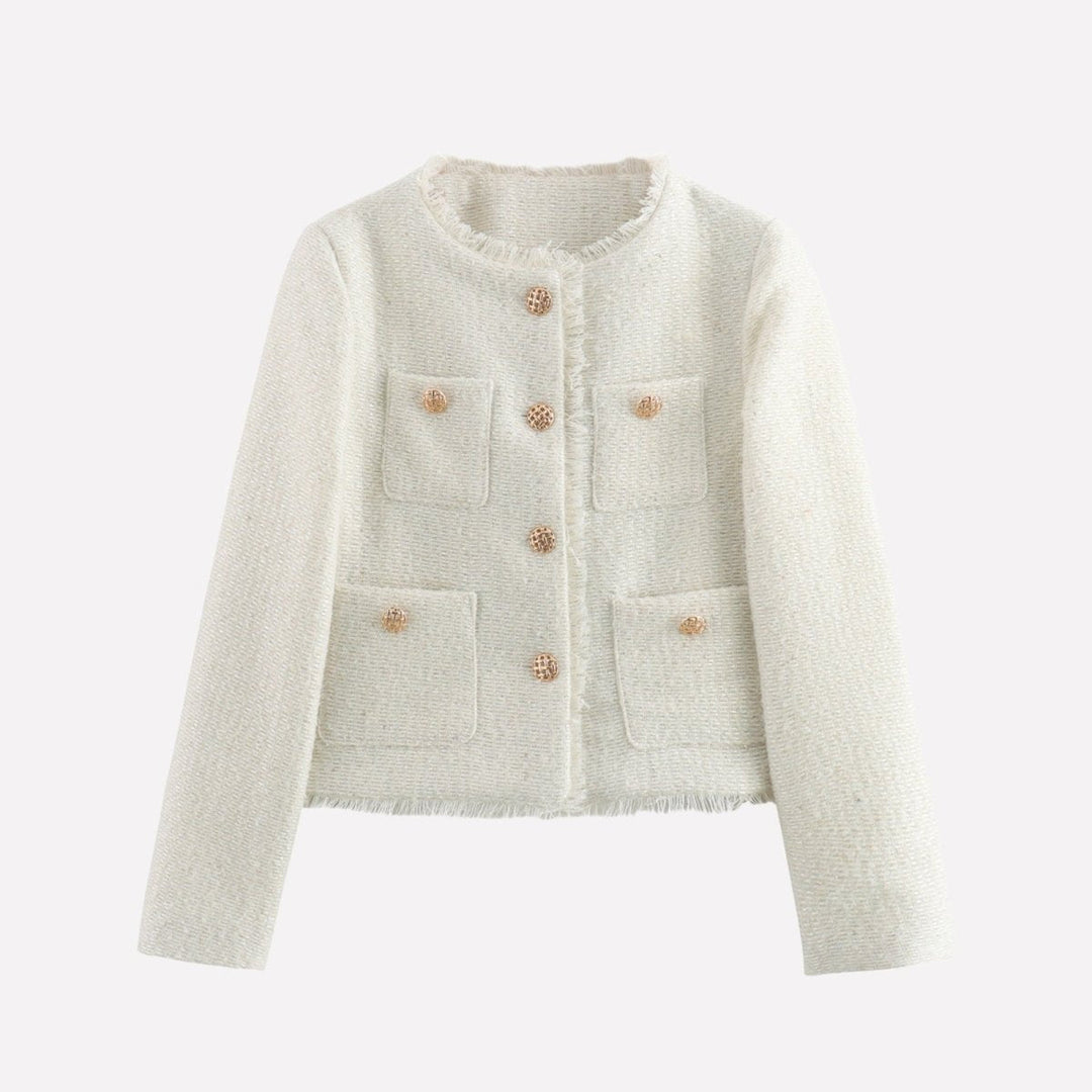Modische Damenjacke im Pariser Chic, vielseitig kombinierbar für Frühling. Zeitloser Blazer.