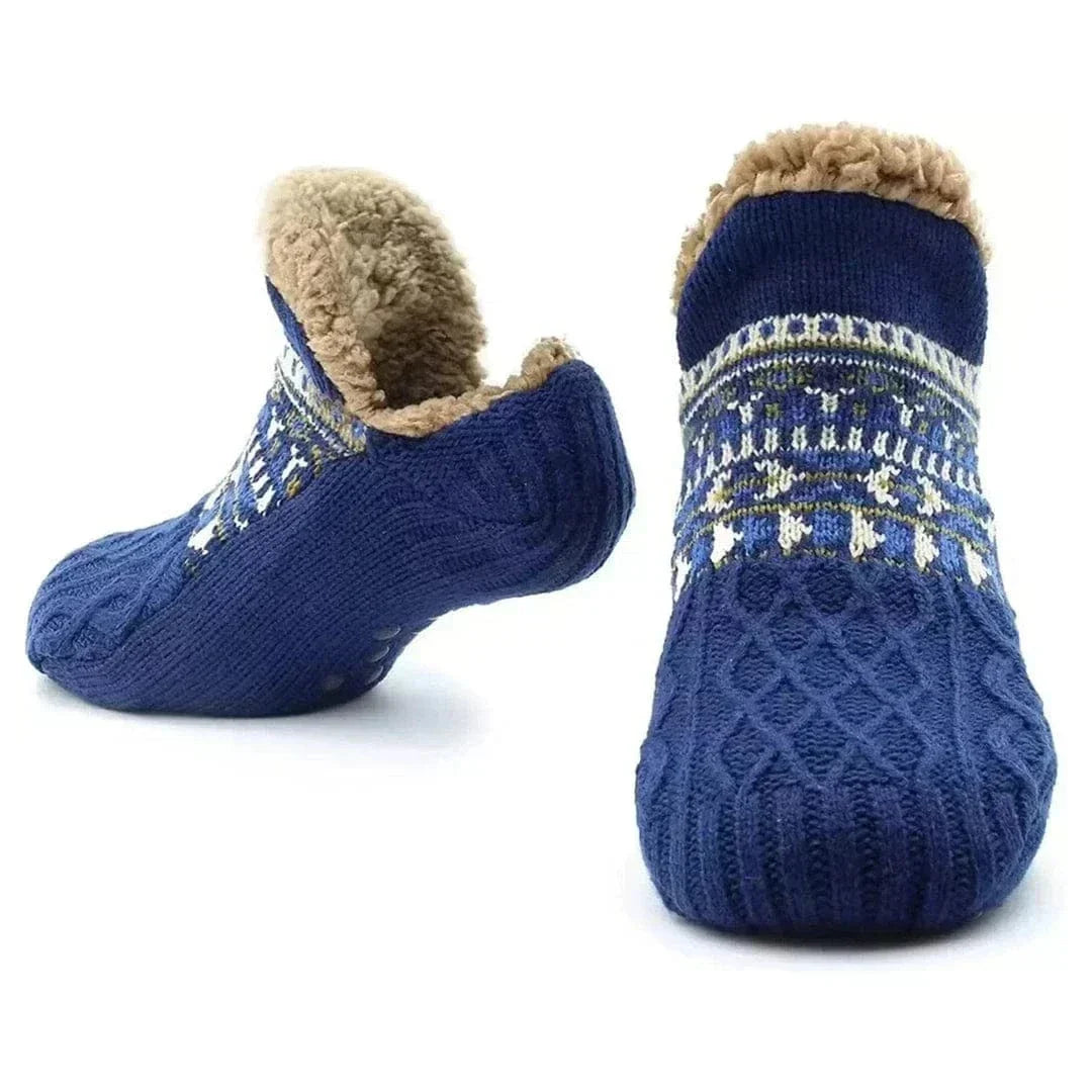 Dicke, warme Unisex Winterstrümpfe in Grau. Rutschfeste Haussocken für gemütliche Wintertage.
