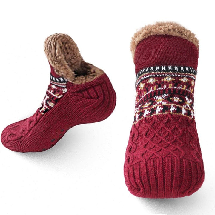 Rutschfeste Haussocken in Beige für Damen & Herren. Warme & bequeme Unisex Wintersocken.