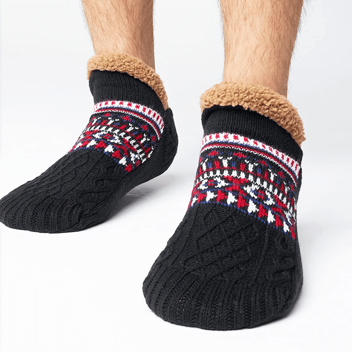 Unisex Winter-Haussocken (Grau, Beige, Rot, Blau), warm & rutschfest für Damen & Herren.