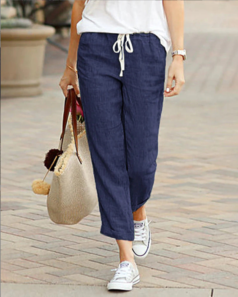 Elegante Freizeithose für Damen, weiter Schnitt, Kordelzug, perfekt für Alltag & Anlässe, knöchellang.