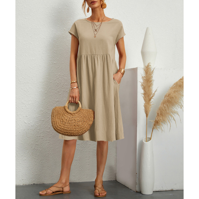 Lässiges Damen Midikleid für den Sommer, bequem & vielseitig. Ideal für Freizeit & Urlaub.