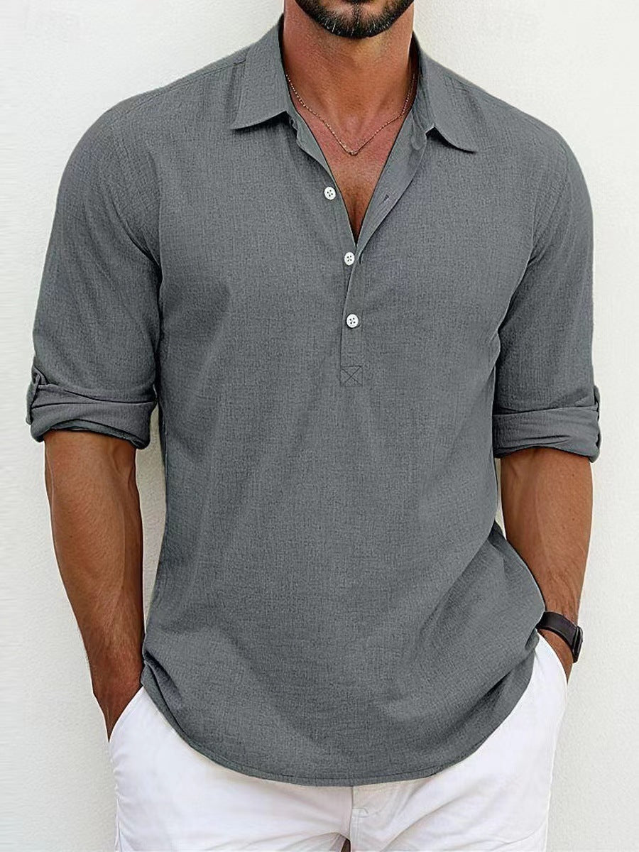Lässiges Herren Langarmhemd "Küstenwind" für stilvolle Frühling & Sommer Freizeitlooks.