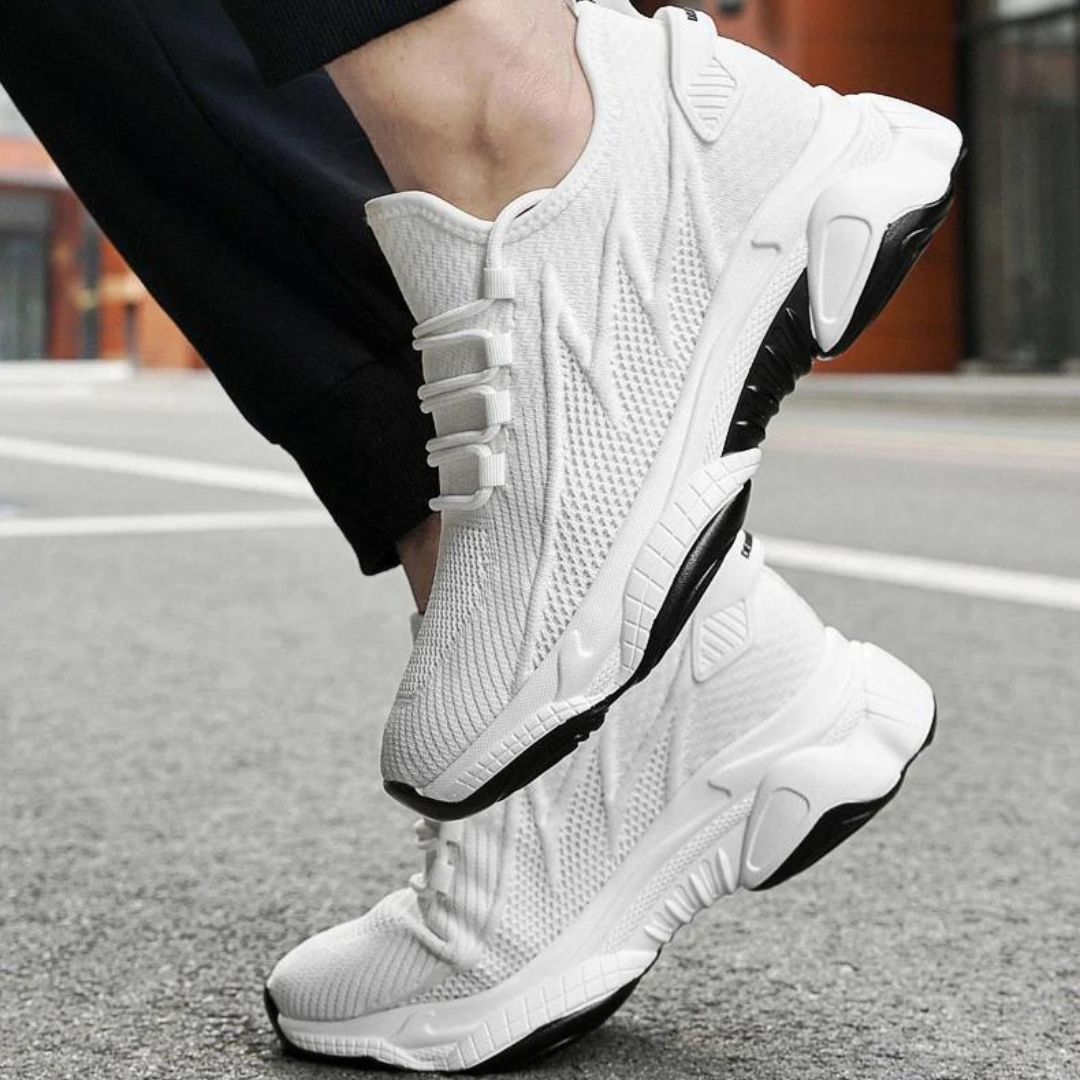 Graue stilvolle Herren Casual Sneakers, diskreter Höhengewinn, modern & bequem.
