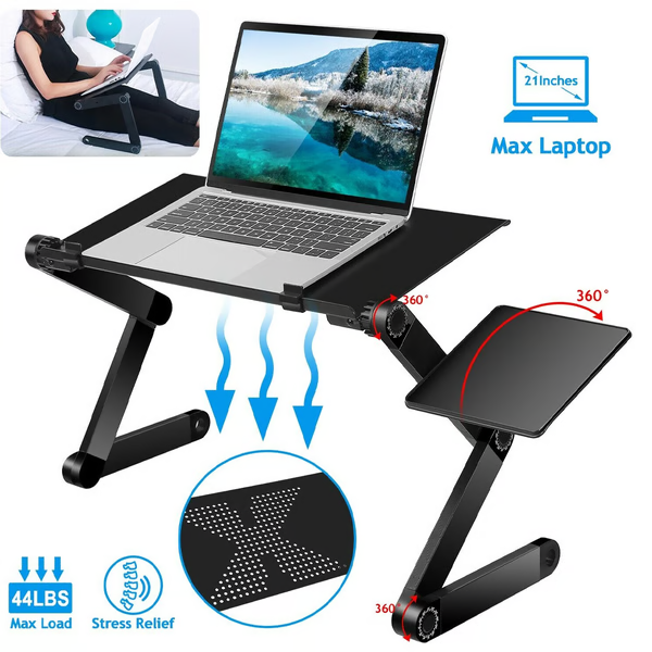 Moderner FlexStand Laptopständer als unverzichtbares Schreibtischzubehör für ein ergonomisches Homeoffice. 360° drehbar.