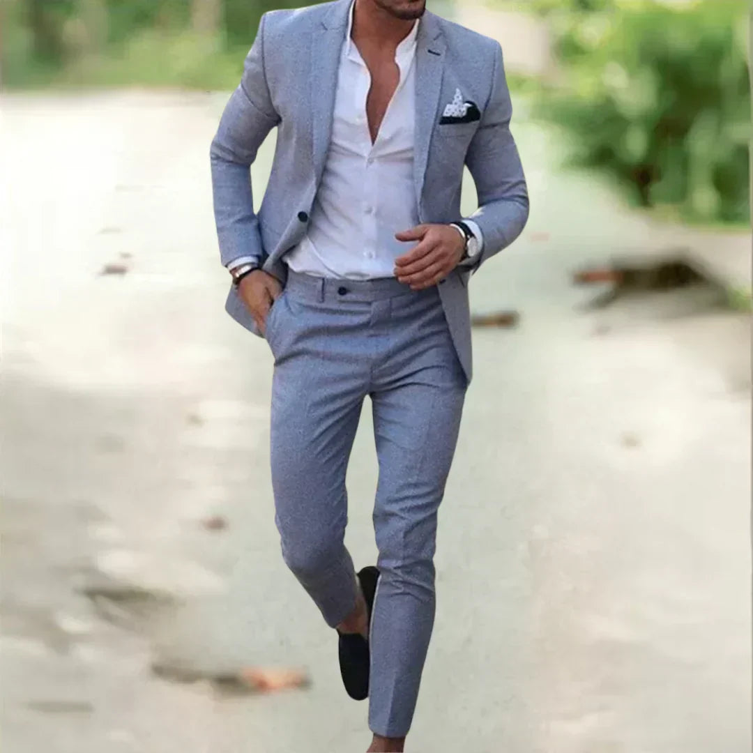 Moderner hellrosa Slim Fit Herrenanzug, 2-teilig. Eleganter Freizeitanzug oder Partyanzug.