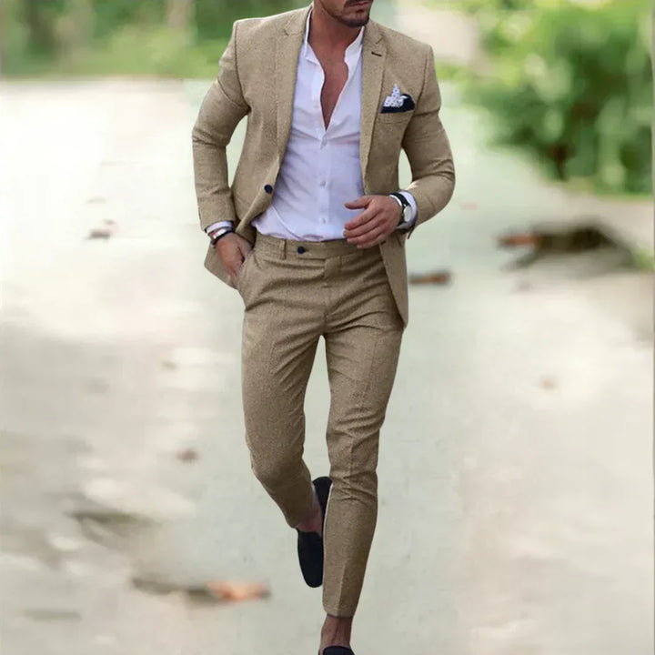 Gelber Sommeranzug für Herren, 2-teilig, Slim Fit. Perfekt für Hochzeiten & Partys.