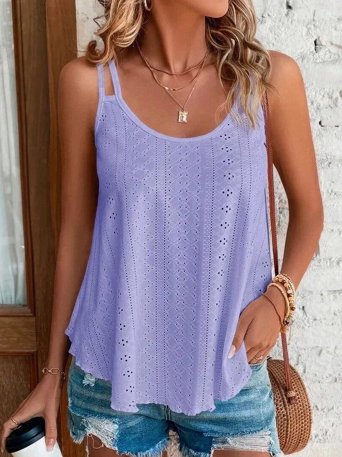 Vielseitiges Damen Camisole Top im Boho Stil. Locker & bequem für Sommer, Strand & Freizeit mit Spaghettiträgern.