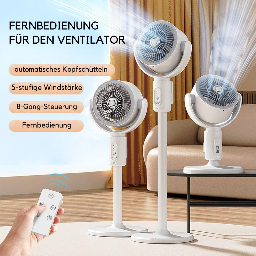 Leiser Standventilator mit Fernbedienung & Timer. Effiziente Kühlung mit 5 Stufen für angenehmes Raumklima.