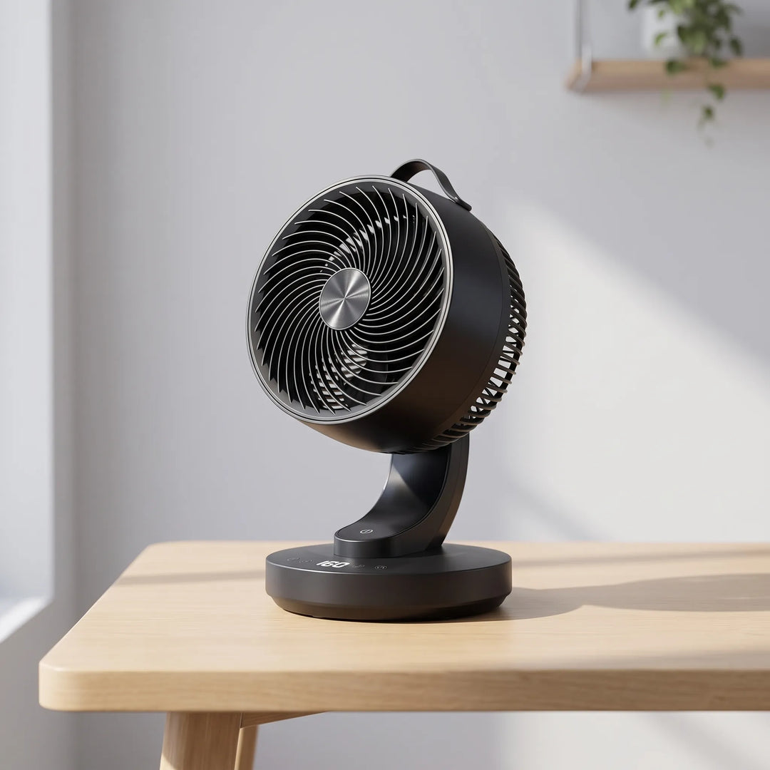 Leiser Büroventilator für entspanntes Arbeiten am Schreibtisch im Homeoffice. Geräuscharme frische Luft.