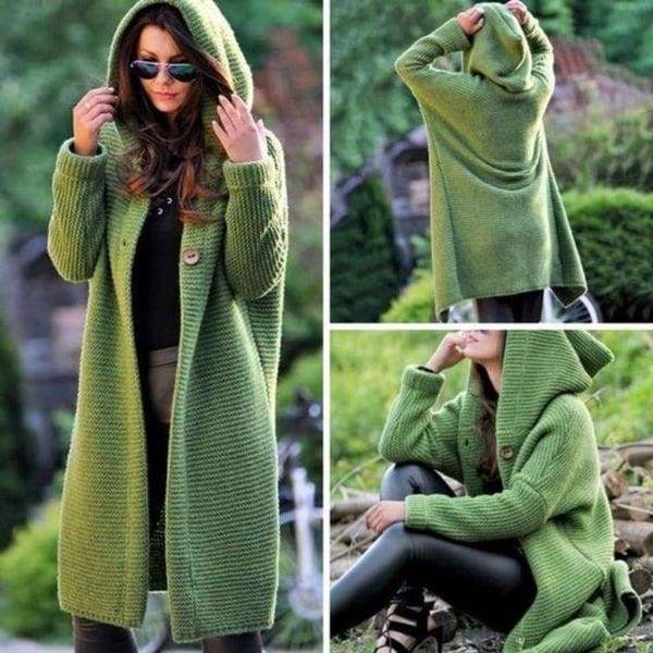 Lange, elegante Damen Strickjacke, offene Passform für komfortable Übergangs- und Wintermode.
