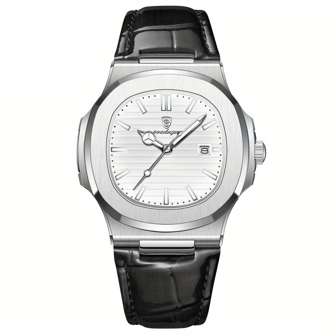 Moderne Herren-Quarzuhr mit robustem Edelstahlarmband, Hardlex-Glas und präzisem Quarzwerk.