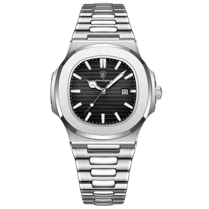 Elegante Herren-Armbanduhr, Edelstahl mit präzisem Quarzwerk und kratzfestem Hardlex-Glas.