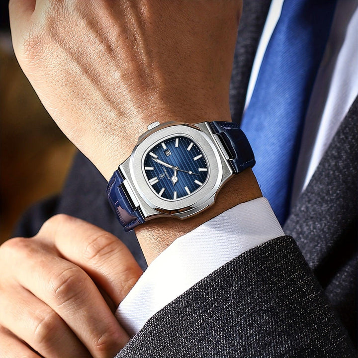 Herren-Armbanduhr mit Quarzwerk, kratzfestem Hardlex-Glas und Edelstahlarmband, klassisches Design.