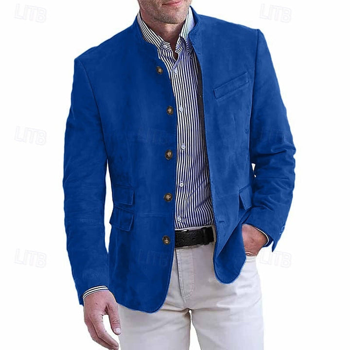 Stilvolle Herren-Herbstjacke mit modernem Stehkragen und Knopfleiste. Perfekt für einen schicken Freizeitlook oder Büro.