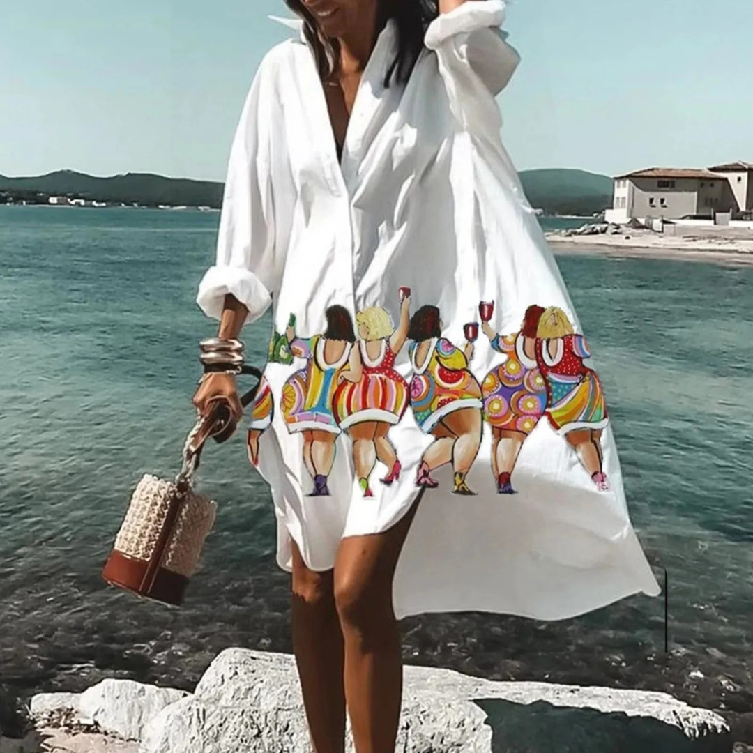 Elegantes bedrucktes Damen Freizeitkleid, lockeres Sommer Midikleid perfekt für Strand & Urlaub.