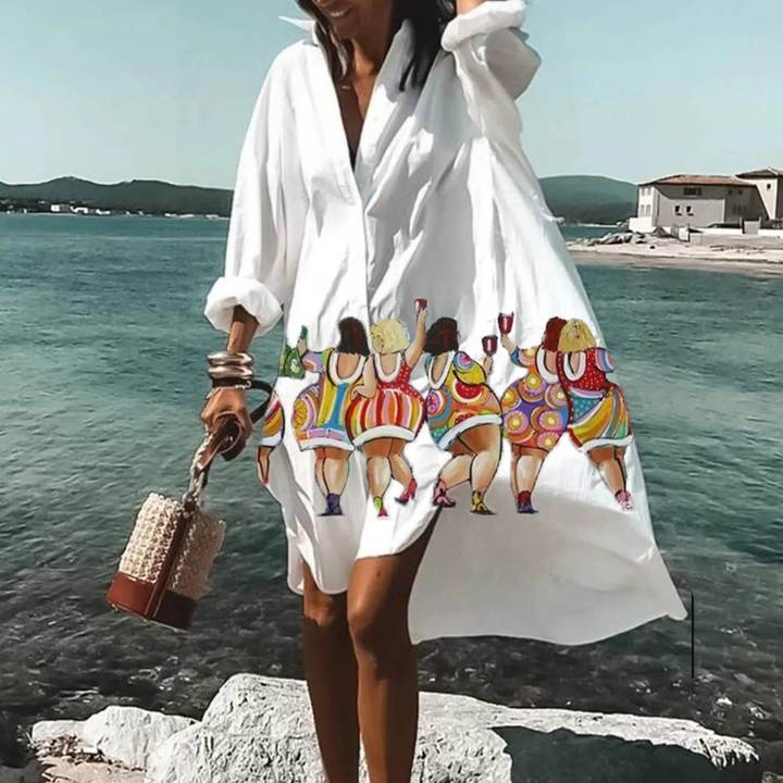 Elegantes bedrucktes Damen Freizeitkleid, lockeres Sommer Midikleid perfekt für Strand & Urlaub.