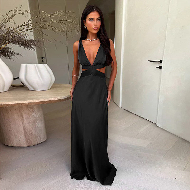 Hochwertiges gelbes Damen Abendkleid Isabella, ein fließendes Maxikleid für elegante Anlässe & Hochzeitsfeiern.