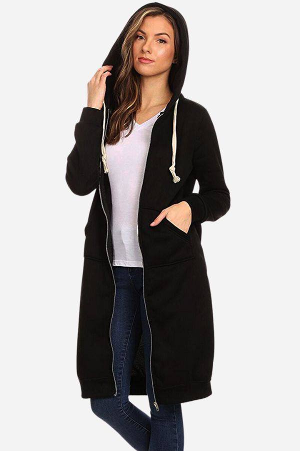 Flauschiger Damen Winter Hoodie, Langarm, mit Reißverschluss und Kapuze für maximalen Komfort.