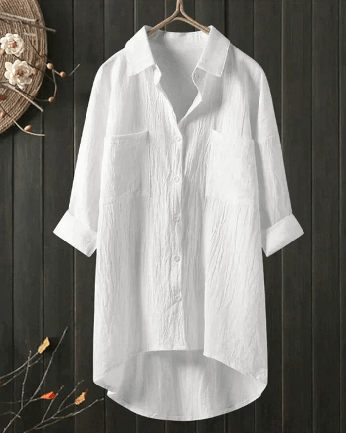 Luftige Damen Langbluse, Oversize-Schnitt, ideal für Sommer & Alltag; eleganter Komfort.