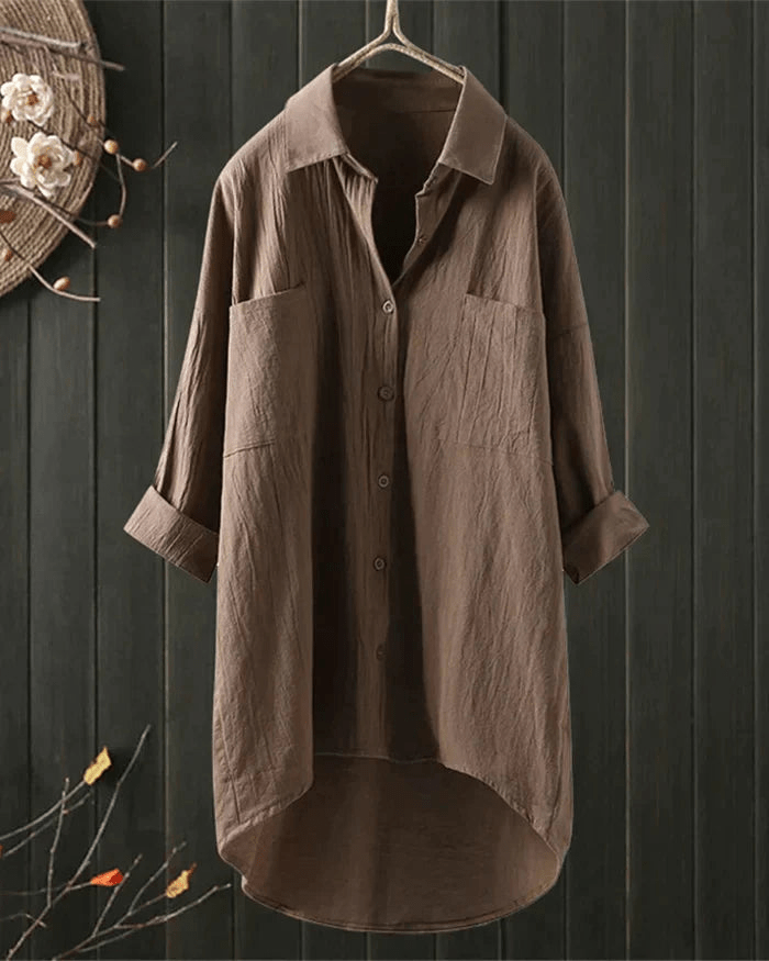 Bequeme Oversize Langbluse für Damen, atmungsaktiv & leicht; vielseitige Freizeitbluse mit hohem Komfort.
