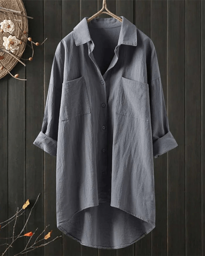 Leichte Sommerbluse für Damen, luftig & lang; vielseitige Alltagskleidung für lässige Eleganz.