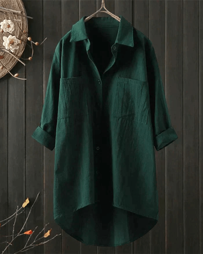 Damen-Hemdbluse in langem Oversize-Schnitt, luftig & lässig. Perfekt für sommerliche Freizeit & Alltag.