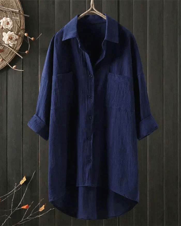 Fließende, luftige Damen Langbluse, oversized, ideal für Sommer-Outfits & elegante Alltagskleidung.